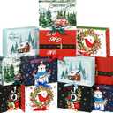 WLUSEAXI 12Pack Christmas Gift Boxes with Lids, 10.67.83.1 Inch Large Christmas Boxes for Presents, 6 Style Xmas Themed Pattern Holiday Boxes for Gifts, Xmas Party Favor (Blue)