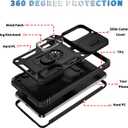 3 x Lunivop Compatible with Samsung Galaxy s25 Edge Case 360Metal Rotated Ring Holder Magnetic KickstandCamera Protection Military - Grade Heavy Duty for Galaxy s25 Edge Case 2025 Black