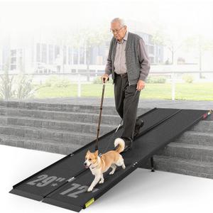 6 Feet Portable Wheelchair Ramp with Sopport Legs, Black Seamless Non-Slip Aluminum Folding Handicap Ramp,Threshold Ramp for Doorways, Wheel Chair Ramp for Home Steps,Loading Dock Plates