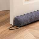 Sunolga 38" Linen Door Draft Stopper Blocks Hot and Cold Air with Removable Washable Cover for Bottom of Door, All-Season Seal for Noise, Wind, Door Sweep for Gaps Up to 3", Home Essentials, Black