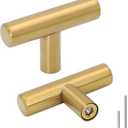 goldenwarm 10pack Brushed Brass Drawer Knobs Modern Kitchen Door Knob Cabinet T Bar Handle Pull Brushed Brass Overall Length 50mm 2in (Single Hole)