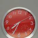 WOOPHEN 12 Silent Wall Clock, Battery Operated Non Ticking Glass Cover Silver Aluminum Frame Wall Clocks for Office, Home, Bathroom, Kitchen, Bedroom, School, Living Room(Red)