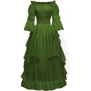 Abaowedding Women's Gothic Witch Dress Medieval Renaissance Costume Victorian Dress (Large-X-Large, Olive)