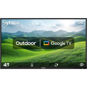 SYLVOX 50 Inch Outdoor Smart Television Weatherproof Google TV, 4K 700NIT High Brightness Temperature Resistant IP55 Waterproof TVs, Anti-Scratch, Suitable for Partial Sun (Patio Series)
