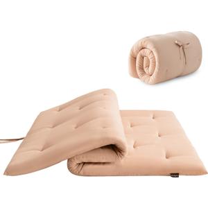 Mollydot Japanese Floor Futon Mattress Twin Size 39"x 75", Foldable Bed Mattress, Portable Tatami Mat Sleeping Pad, Folding Futon Cushion, Roll Up Floor Lounger for Guest Room Dormitory (Khaki)