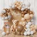 Neutral Balloon Garland Kit Boho Gender Reveal Balloons Arch Brown Nude Tan Coffee Beige Cream Matte White Dark Light Latex Globos Different Sizes Bear Baby Shower Safari Decoration For Boy Girl