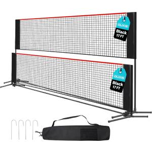 OLIXIS Badminton Net Set, 10FT/14FT/17FT Wide, 3-5FT Adjustable Height Multi Sport Net for Pickleball, Tennis, Volleyball, Soccer Tennis, Indoor Outdoor with Carry Bag, Easy Setup for Backyard