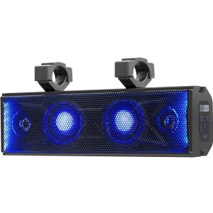 UTV Sound Bar 17 Inch 4-Speaker ATV SoundBar UTV Sound System SXS Speakers Waterproof Bluetooth Connectivity with Multicolor LED Lighting for UTV ATV Golf Cart Marine Boat