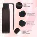 SEGOHAIR Clip In Real Human Hair Ponytail Extensions for Women 100% Remy Human Hair Ponytail Straight Wrap Around Clip in One Piece Hairpiece 16 Inches 80g #02 Dark Brown