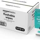 Amazon Basics Flushable Adult Toilet Wipes, Fragrance Free, 42 Count (Pack of 8) (Total 336 wipes) (Previously Solimo)