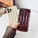 Caseative for iPhone 13 Pro Max Case,Water Ripple Pattern Curly Wave Frame Soft Phone Case (Wine Red)