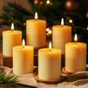 Pure Beeswax Candles, Large Candles Beeswax Pillar Candles Set of 6-120 Hour Burn Time, Wedding Candle or Large Candle for Home Interior, Large - 2x2 inches