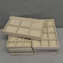 Jewelry Organizer Trays, Set of 9, Velvet Lined, Adjustable Dividers, Stackable, Beige, 8.3 x 4.9 x 1 Inches