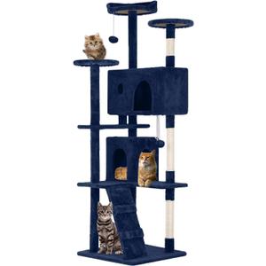 FDW | 70" Cat Tree Tower | Navy Blue | Multi-Level Indoor Activity Center