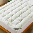 Bamboo_Viscose Mattress Topper Short Queen Size, Cooling Extra Thick Breathable Mattress pad, 8-21Deep Pocket Soft Quilted Fitted Mattress Cover with Down Alternative Fill