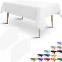Pack of 5, FULDGAENR Plastic Tablecloth, Disposable White Table Cloth 54x108 Inch for 6-8 Foot Rectangle Table Indoor/Outdoor Parties Birthdays Weddings Anniversary