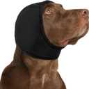 KOESON Dog Calming Hoodie - No Shake Ear Wraps for Dogs, Anxiety Relief & Noise Protection, Water Resistant Pet Ear Cover Muffs for Thunderstorms, Swimming, Firework, Grooming, Bathing, Black M
