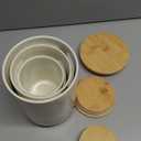 vancasso Sabine Ceramic Canister Set with Airtight Wood Lids - 3-Piece Kitchen Storage for Flour, Sugar, Coffee, Tea & Spices - Modern Countertop Decor