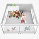 Fodoss Baby Playpen, 47x47 in Small Play Pen,Toddler Playpen for Apartment,Play Yard,Activity Fence, Extra Large Baby Playard (Light Grey)