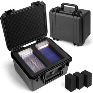 Graded Card Storage Box - Sports Trading Card Slab Case Compatible with PSA CSG SGC Magnetic Card Holder & Top Loaders, Waterproof Boxes - 2 Custom Graded Cards Case Compartments
