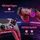 BETMI Wireless Controller for PS-5, Pro/Slim/PC (Black/Hot Pink/Clear) | Hall Effect Joystick & Trigger/Macro/Turbo/RGB Light/3.5mm TRRS Audio Jack/Speaker/Mic/Mute Button/6-Axis Gyro/Dual Vibration