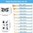 Fainne 68 Pcs Face Paint Stencils Kit, 48 Reusable Facial Painting Stencils with 10 Stickers 10 Painting Brushes Plastic Tattoo Templates for Halloween Party Makeup DIY Drawing Art (Animal Style)