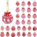 WILLBOND 30 Pcs Valentine's Day Diamond Painting Keychain Kits Pink Ball 5d DIY Diamond Art Pendants Double Sided Hanging Keychains Ornaments for Adults Valentine Party Decoration DIY