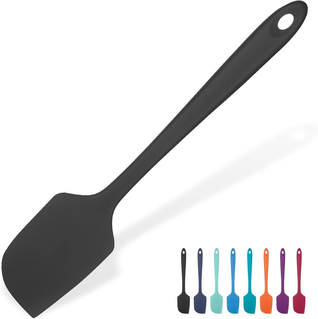 Heat Resistant Silicone Large Spatula: U-Taste 600F High Heat Flexible 11.38in Silicon Mixing Stirring Cooking Scraping Baking Bowl Scraper Seamless Spreader for Kitchen Nonstick Cookware (Black)