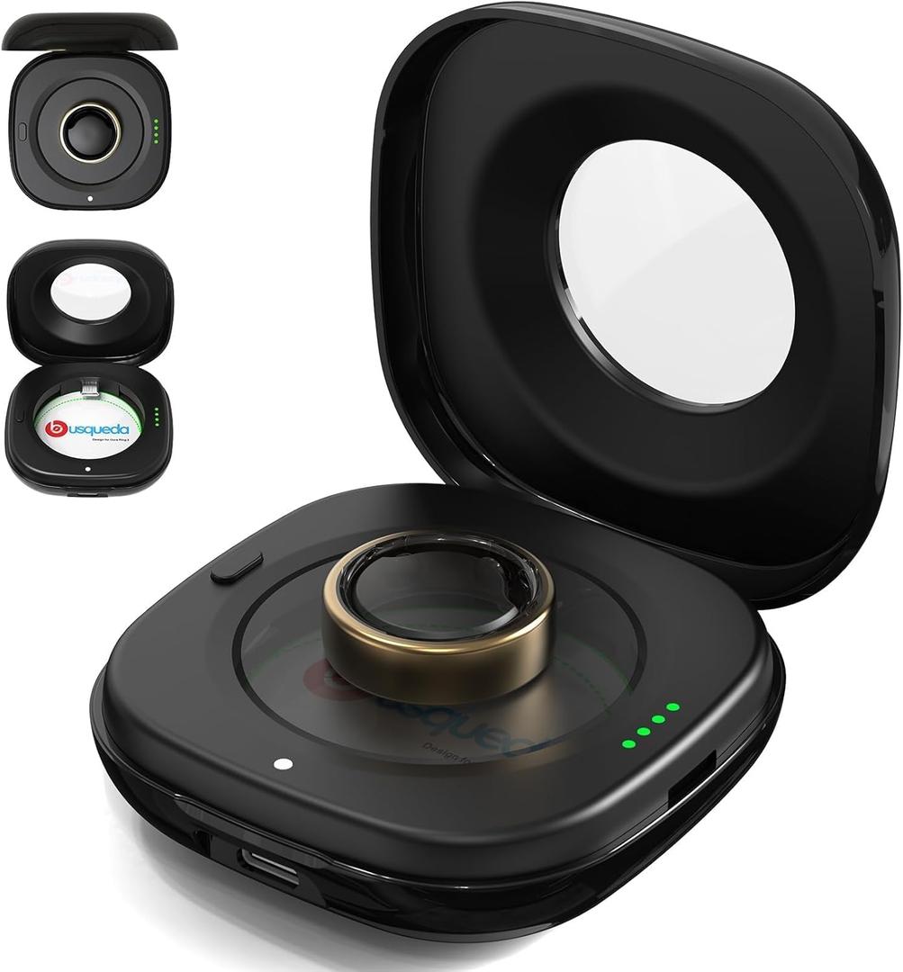 Wireless Charging Case for Oura Ring 3 Charger, 2000mAh Portable Travel Charging Station Fits All-Sized Ring Gen 3, 30-Day Runtime (Official Charger NOT Included), Black
