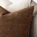 MIULEE Pack of 2 Decorative Throw Pillow Covers Soft Chenille Throw Pillows Solid Neutral Farmhouse Textured Cushion Covers for Couch Sofa Bedroom Living Room 20x20 Inch,Honey Brown