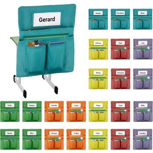 24 Pack Chair Pockets for Classrooms, 20 x 17 Inch Classroom Chair Pockets with Name Slots and Tags, Chair Pockets for Kindergarten, School, Home, Office (6 Bright Color) (Large)