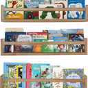 AZSKY Nursery Shelves Light Walnut Floating Book Shelf Organizer for Baby Nursery Dcor Wall Book Shelves for Kids Room 24 Inch Wood Wall Ledge Shelves for Bathroom Kitchen Spice Rack a Set of 3 (24Inch)