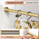 Gold Shower Curtain Rod 34-66 Inches(2.8-5.5ft) Never Rust Adjustable Shower Rod Spring Tension Non Slip No Drilling Shower Rods for Bathroom Garland Window