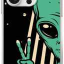 Cool Alien UFO Phone Case for iPhone 16 Pro Max, Psychedelic Trippy Mysterious Alien Planet Cover for Teens Women Men for iPhone 16 Pro Max, Soft TPU Shockproof Case