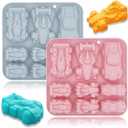 2 Pack Cute Car Silicone Molds 3D Race Car Themed Baking Mould Tray DIY Baking Tool for Crayons Chocolate Cake Dessert Candy Mousse Pastry Handmade Soap Cupcake Topper