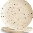 Nook Theory 4 Pack Reusable Bamboo Plates - Non-Toxic Toddler and Kids Plate, Dishwasher Safe, Not Microwavable Dinnerware (Fiesta 8")