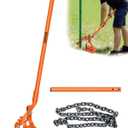 Dual-Purpose Fence Post Puller, Portable T Post Stake Puller Tool, Fit for Small Wood Piles Steel Bars Fences T-Post Concrete Stake, 2 Types of Clips + Iron Chain