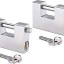 Heavy Duty Padlock for Shipping Container 94mm D-Shaped Lock for Garage Door, Shed, Shutter, Gate, Warehouse (2 Pack, Keyed Alike)