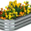 Zizin 1 Pack Galvanized Raised Garden Bed Metal Oval Raised Garden Beds Outdoor Planter Box for Vegetables (4x2x1.3FT, Silver)