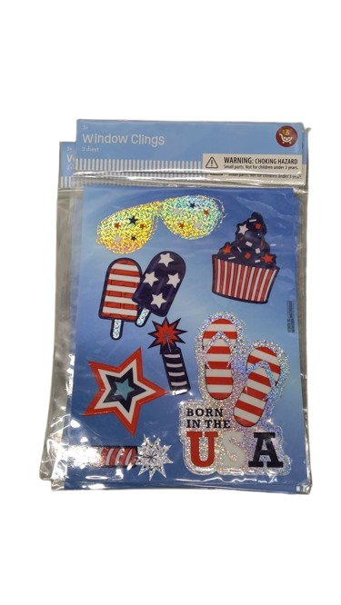 8 Sheets Small Party of Window Clings Decorations, Patriotic American Flag for Glass Windows Born USA,USA Red White Blue Decor