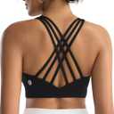 RUNNING GIRL Sports Bras for Women,High Impact Criss Cross Back Molded Cup Running Bra with Sewn in Pads (Black, M)