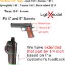 OWB 1911 Holster - Top Grain Leather for Most 1911 Style | Compatible with Colt, Kimber, Springfield, Tisas & More | Fits 4" & 5" Barrels