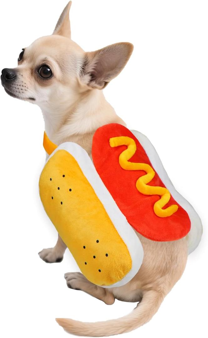 Dog Halloween Costumes Funny Pet Dogs Hot Dog Costume for X-Small Small Medium Dogs Cats Pets (Small)
