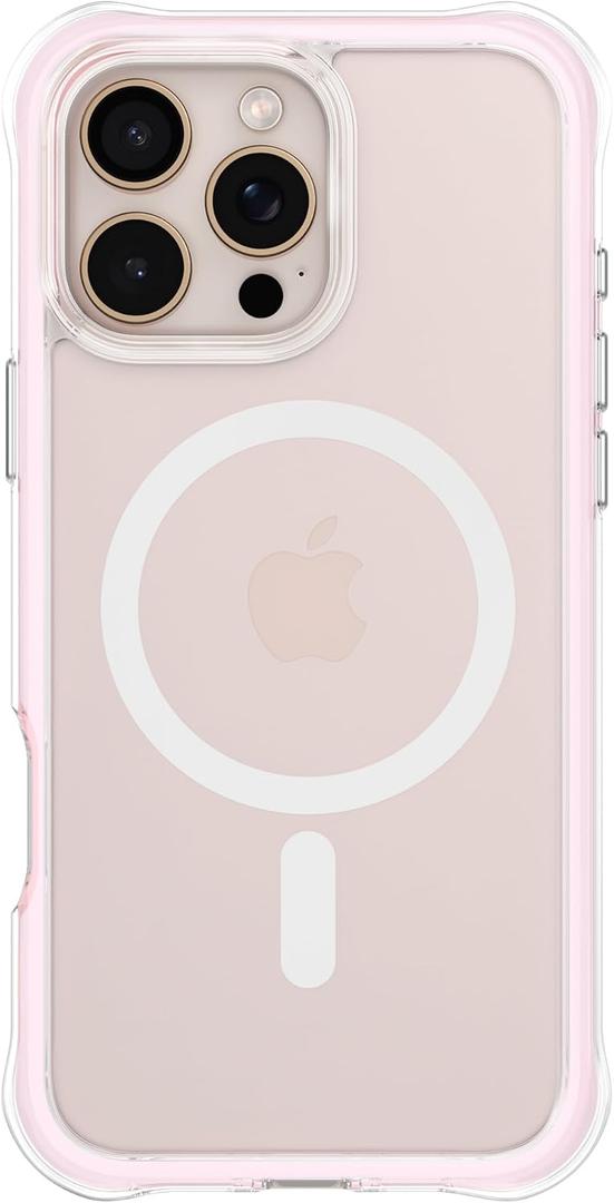 ORNARTO Air Case for iPhone 16 Pro Max Clear, Compatible with MagSafe, Military-Grade Drop Protection Cover with Built-in Air-Pink