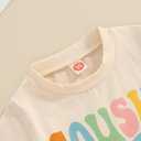 Sibling Matching Outfits for Kids Little Girl Boy Short Sleeve Cousin Crew Shirt Colorful Print Summer Clothes (Beige)