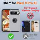 2 x JAME for Google Pixel 9 Pro XL Case, Slim Fit Phone Cover with Metal Ring Holder Kickstand Stand, Dual Layer Military Grade Shockproof Protective Phone Case for Google 9 Pro XL 6.8", Silver