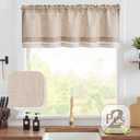 jinchan Linen Farmhouse Valances for Living Room Windows 16 Inch Slubbed Crossed Double Layer Window Valances Light Filtering Rustic Country Overlay Rod Pocket 2 Panels Blush Beige