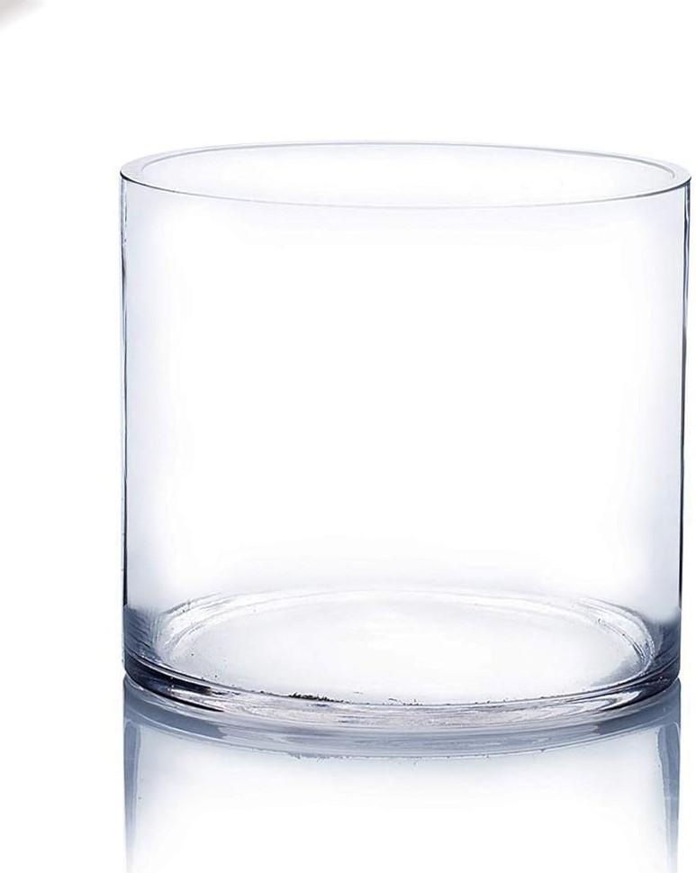 WGV Cylinder Vase Bulk, Width 6", Height 6", Clear Glass Container Terrarium Candle Holder for Wedding Centerpiece, Party Event, Home Office Decor, 1PCS
