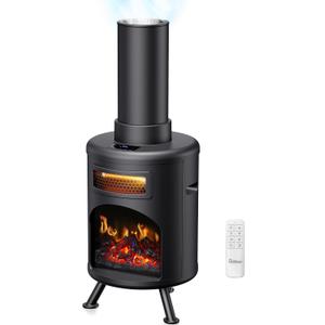 DR. INFRARED HEATER DR-991 Portable Electric Fireplace Space Heater w/Humidifier & Remote, Infrared Heat, 3D Flame Effect, Timer, Quiet, 1500W, ETL Listed, Freestanding, LED Display