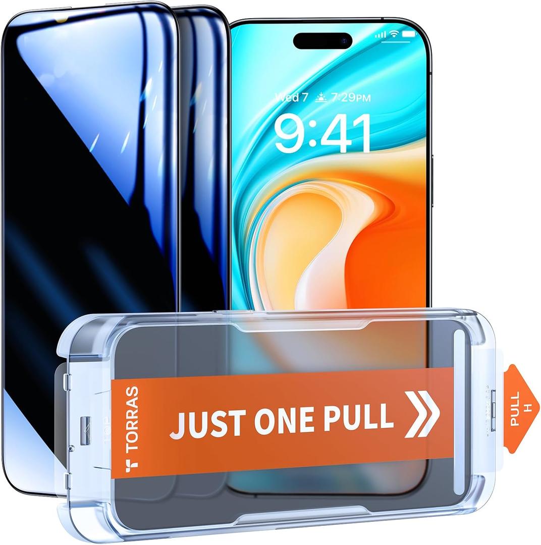 TORRAS TOP 25 Anti-Spy for iPhone 16 Pro Max Privacy Screen Protector [NO.1 Strict Military-Grade Shatterproof &9HUnbreakable from 12FT Drop, Edge to Edge Tempered Glass] 2-Pack 6.9" (iPhone 16 Pro Max6.9 inch)